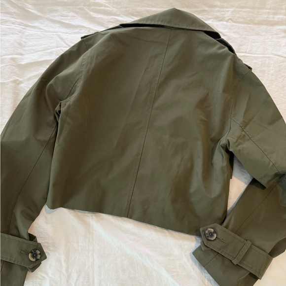 Abercrombie Cropped Double-Breasted Trench Coat - Olive EUC 0015 - Picture 10 of 12
